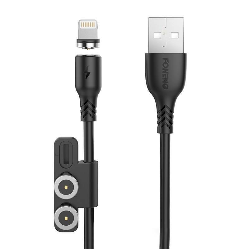 Cable USB with magnet Foneng X62 3w1 (black)