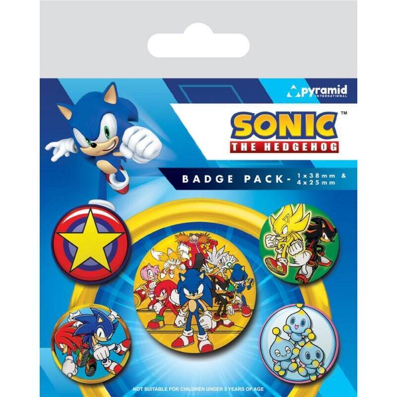 Sonic the Hedgehog pack 5 badges Speed Team