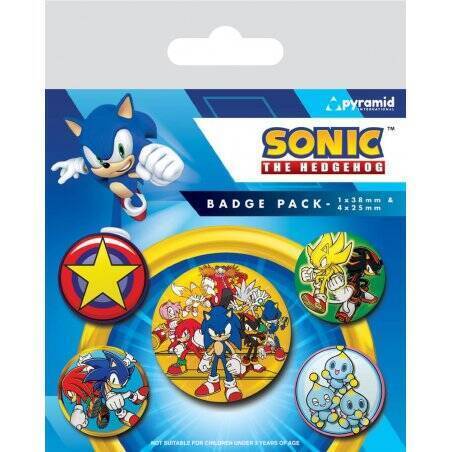 Sonic the Hedgehog pack 5 badges Speed Team