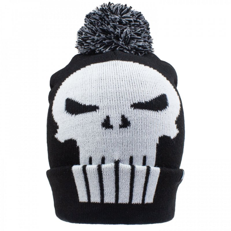 Marvel - Bonnet à pompon Noir Logo Crâne de Punisher