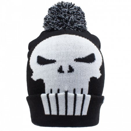 Marvel - Bonnet à pompon Noir Logo Crâne de Punisher