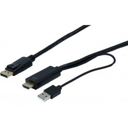 HDMI male +(US PS) to DP male 2m cable
