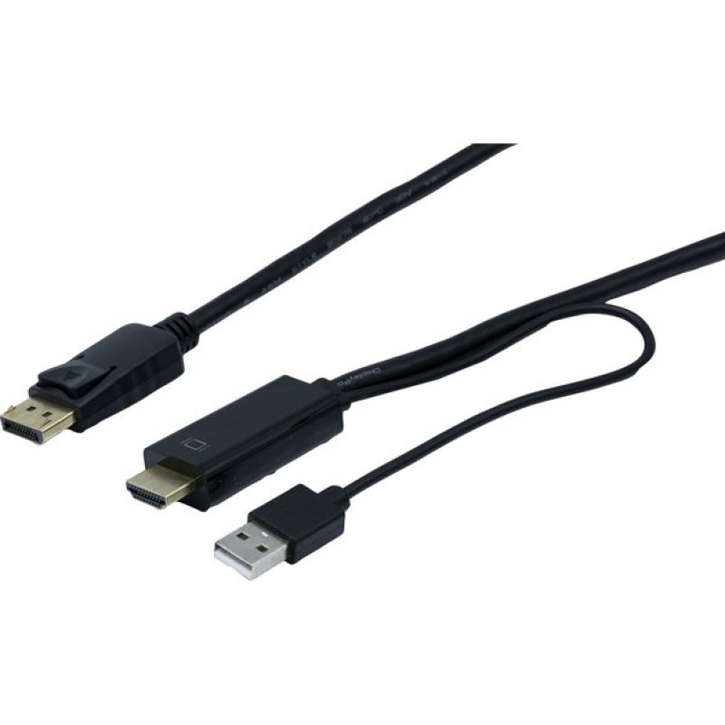 HDMI male +(US PS) to DP male 2m cable