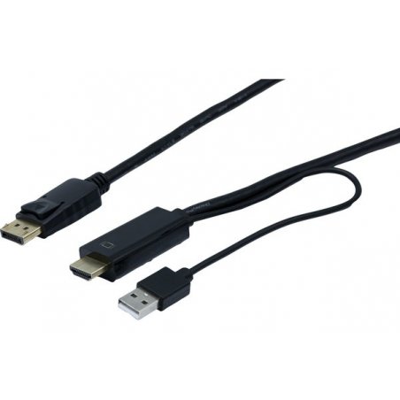 HDMI male +(US PS) to DP male 2m cable