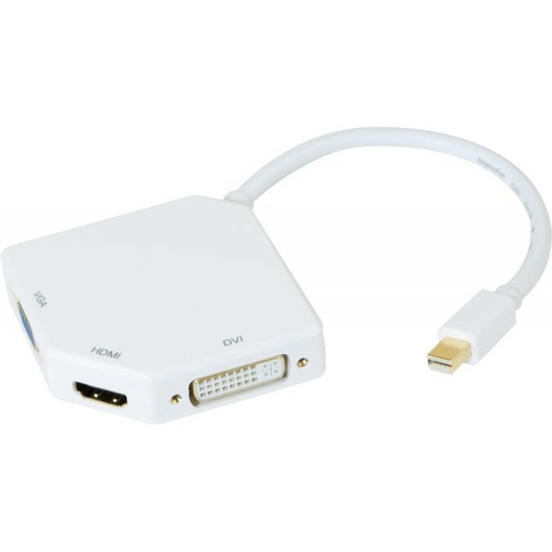 Mini DisplayPort 1.2 to DVI/HDMI/VGA passive converter