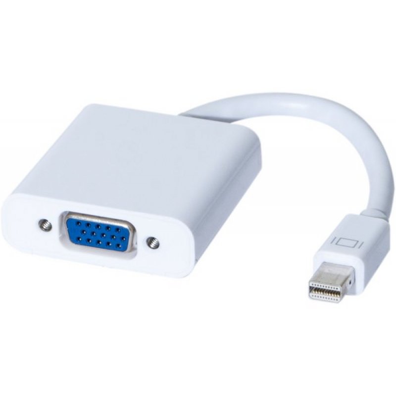 Convertisseur Mini DisplayPort mâle 1.1 vers VGA femelle (D-sub DE-15) 10cm (Blanc)