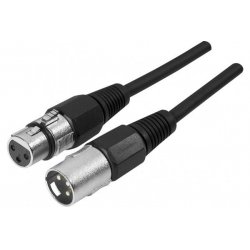 Xlr 3 p male to female cord black- 1 m