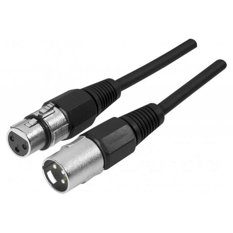 Xlr 3 p male to female cord black- 1 m