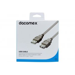 DACOMEX USB 2.0 Type A to Type A extension cable grey - 2 m