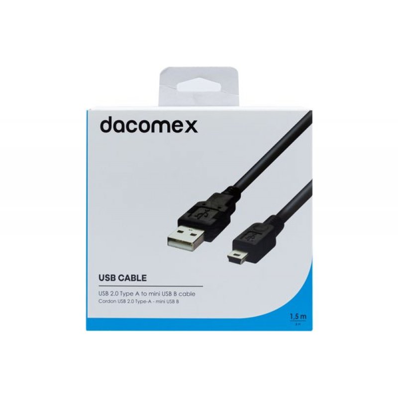 DACOMEX USB 2.0 Type A to mini USB B cable black - 1.5 m