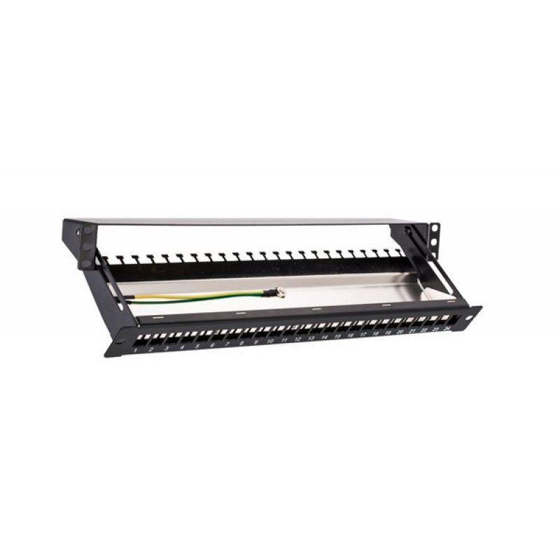 DEXLAN 1U patch panel with cable bar - 24 Ports for FTP keystones