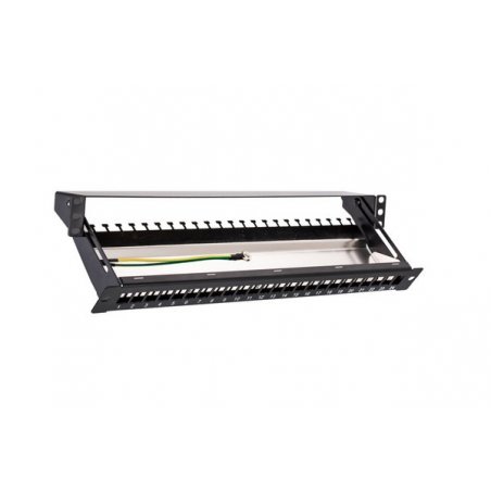 DEXLAN 1U patch panel with cable bar - 24 Ports for FTP keystones