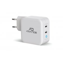Chargeur secteur Advance compatible 2xUSB-C 100W (Blanc)