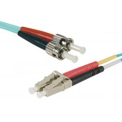 LC-UPC/ST-UPC duplex HD multi OM3 50/125 Fiber patch cable aqua blue - 15 m