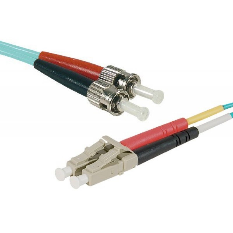 LC-UPC/ST-UPC duplex HD multi OM3 50/125 Fiber patch cable aqua blue - 15 m