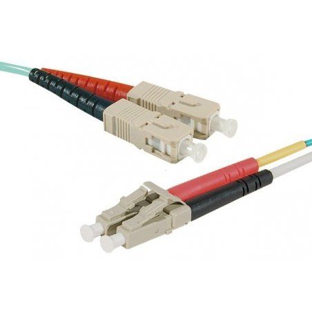 SC-UPC/LC-UPC duplex HD multi OM3 50/125 Fiber patch cable aqua blue - 3 m