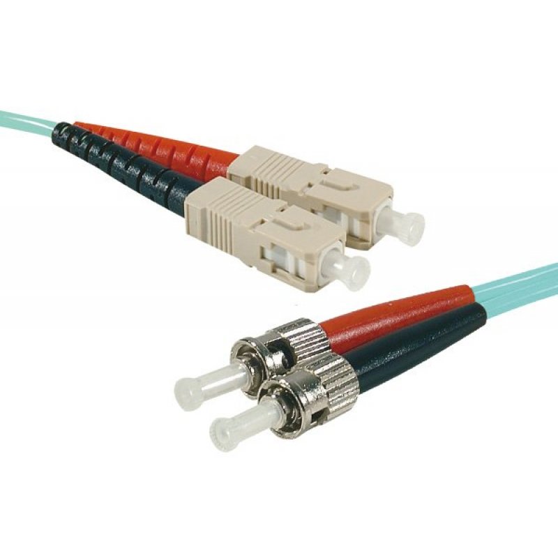 ST-UPC/SC-UPC duplex HD multi OM3 50/125 Fiber patch cable aqua blue - 2 m