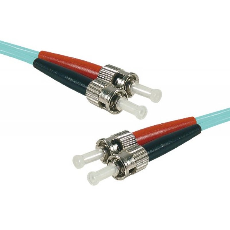 ST-UPC/ST-UPC duplex HD multi OM3 50/125 Fiber patch cable aqua blue - 15 m