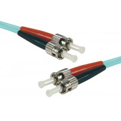 ST-UPC/ST-UPC duplex HD multi OM3 50/125 Fiber patch cable aqua blue - 20 m