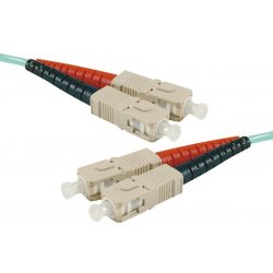 SC-UPC/SC-UPC duplex multimode OM4 50/125 Fiber patch cable aqua blue - 20 m