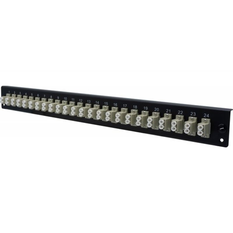 DEXLAN 19" 1U Fiber Optic Front panel preassembled 24x LC UPC MM Duplex