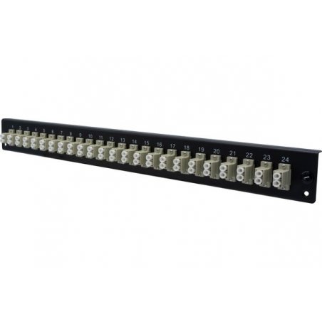 DEXLAN 19" 1U Fiber Optic Front panel preassembled 24x LC UPC MM Duplex