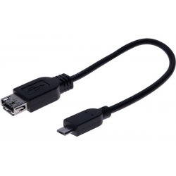 OTG 2.0  micro B male to USB A female cord Black- 0.21 m