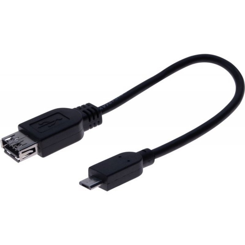 OTG 2.0  micro B male to USB A female cord Black- 0.21 m