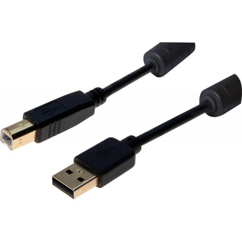 Usb 2.0 a / b cord + ferrites + gold black - 1 m