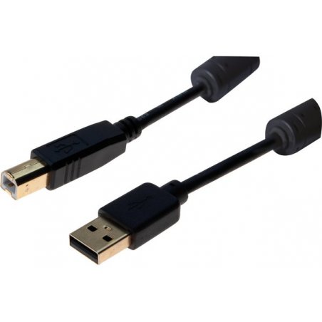 USB 2.0 A/B cord + ferrites + gold Black- 3 m