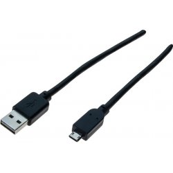Usb cord 2xplugs reversible A to micro B black- 1M