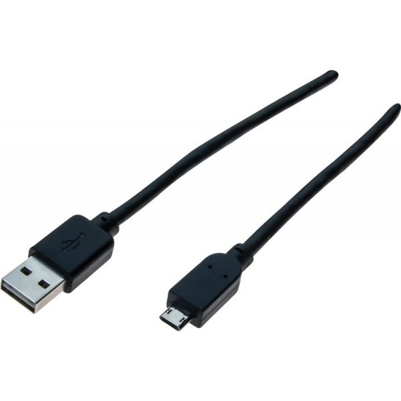 Usb cord 2xplugs reversible A to micro B black - 1.80 m