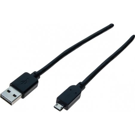 Usb cord 2xplugs reversible A to micro B black - 1.80 m