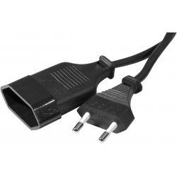 Power extension cord with 2-pole plug Black- 5m