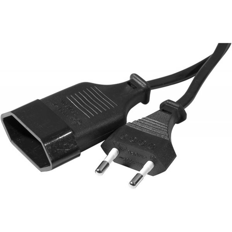 Power extension cord with 2-pole plug Black- 5m