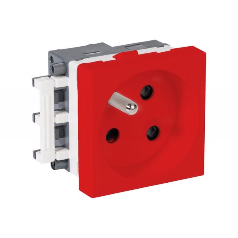 REHAU 220V AC KEYED OUTLET 45x45 RED