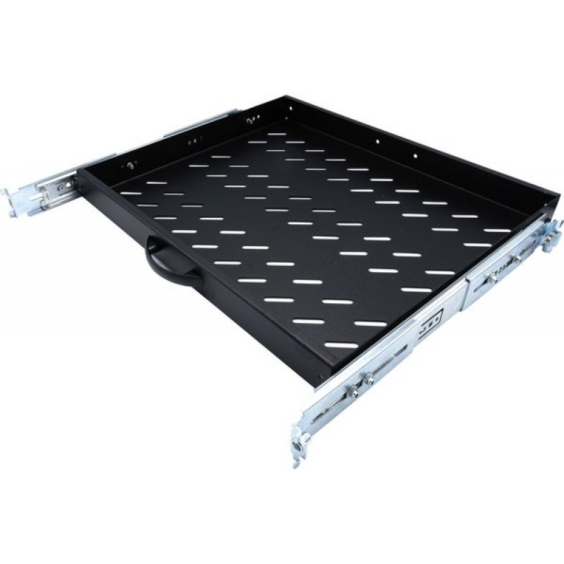 EKIVALAN Universal sliding shelf 1U 4pts prof. 550mm, black, 30 kg