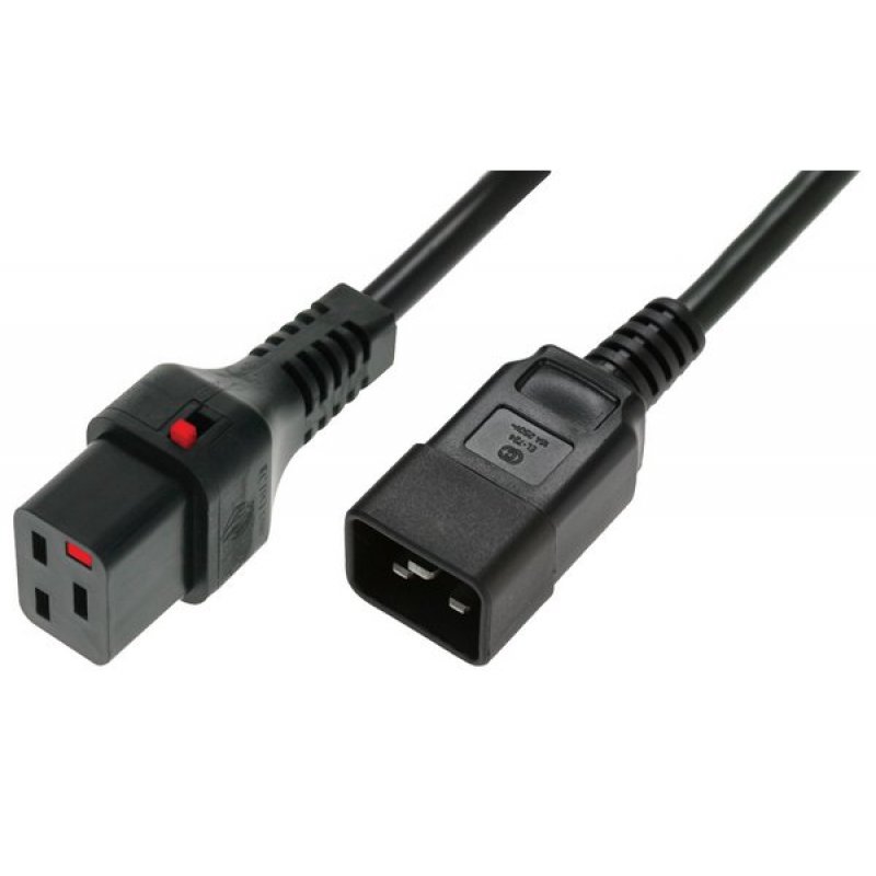 IEC LOCK C20 to C19 power cord Black- 3 m
