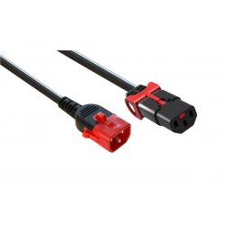 Power extension cord with locking system black- 50 cm