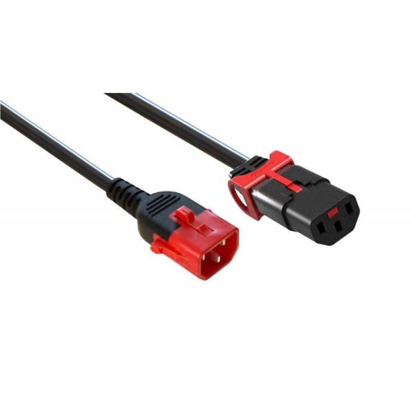 Power extension cord with locking system black- 50 cm