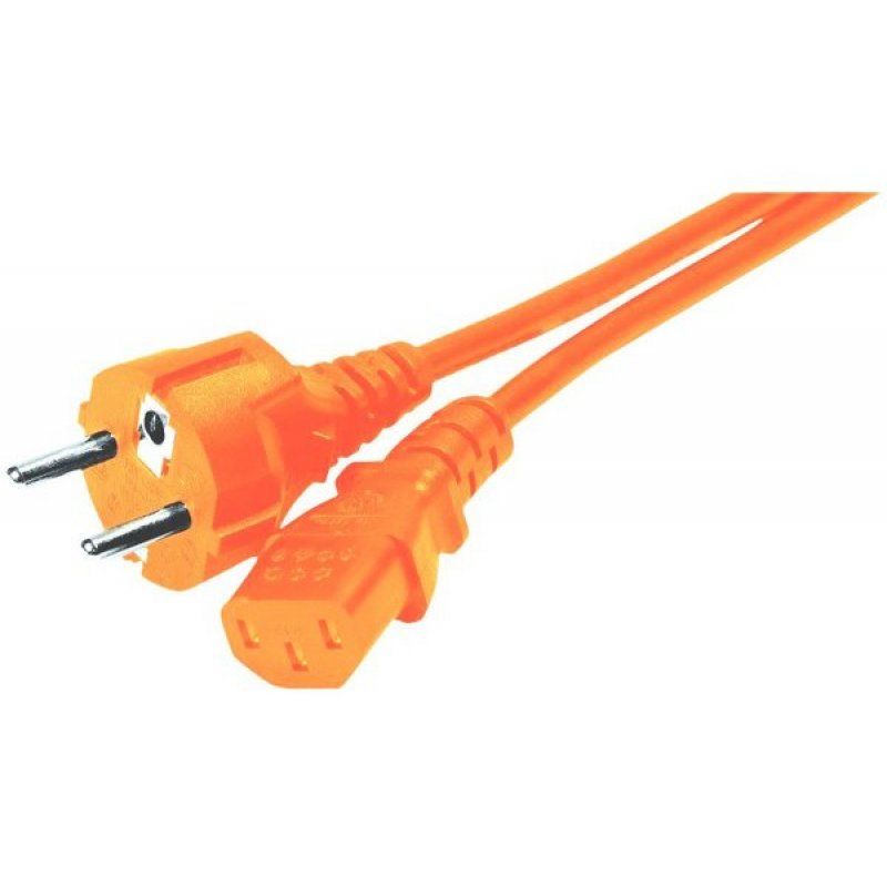 PC Power cord CEE7 straight to C13 Orange- 1.80 m