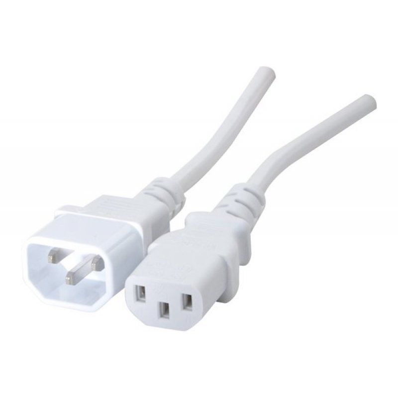 PC power extension cord 2 P + GND White- 0.60 m
