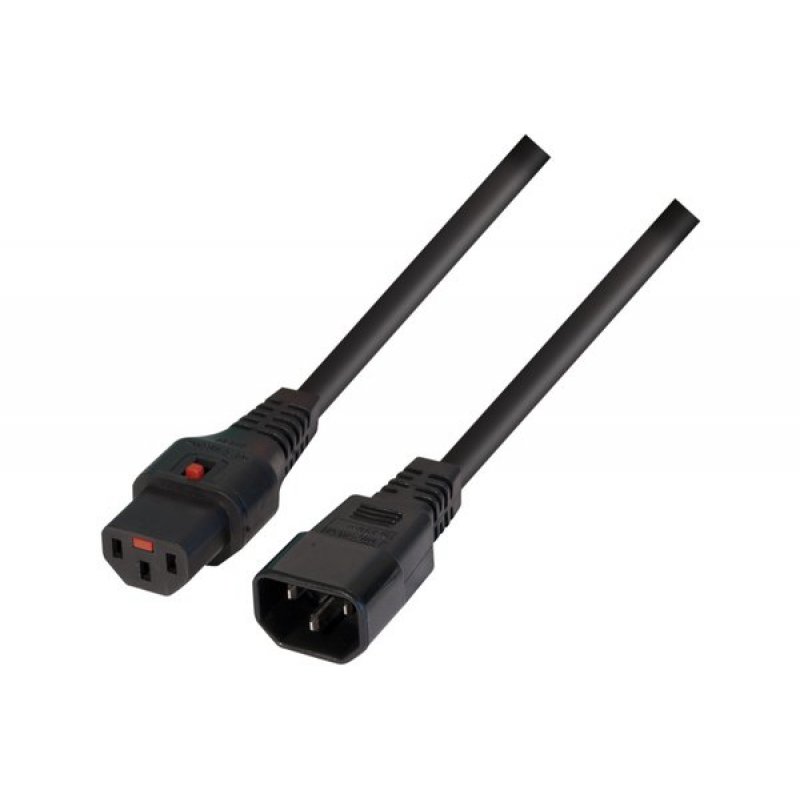 Power extension cord with locking system black- 50 cm