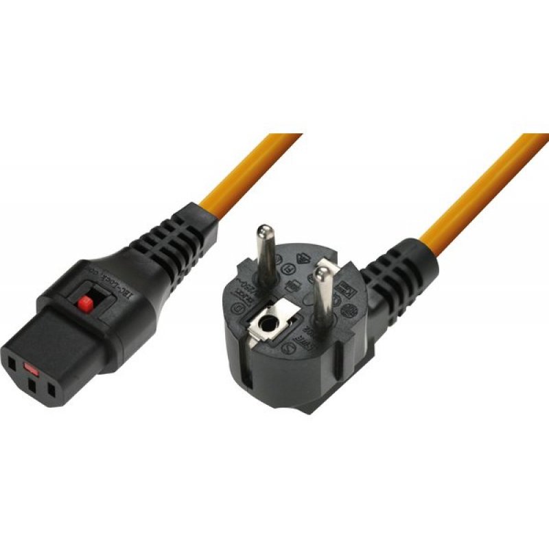 IEC-LOCK AC CORD CEE7/7 TO IEC C13 ORANGE - 2M
