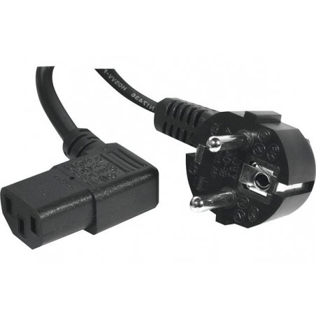 AC Power cord angled Black- 1.80 m