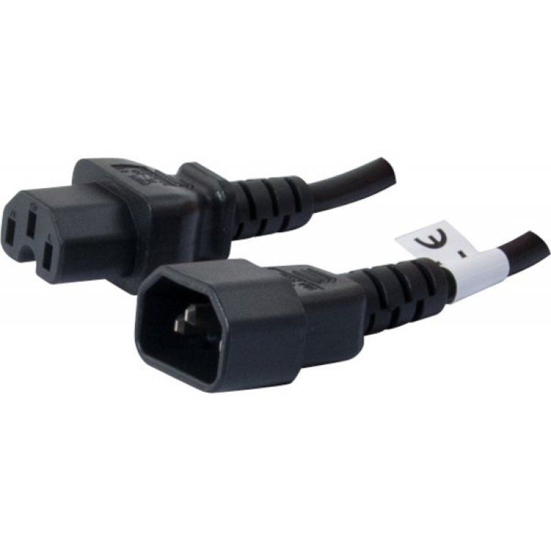 Powercord extension iec C14 to iec C15 black - 1.8M