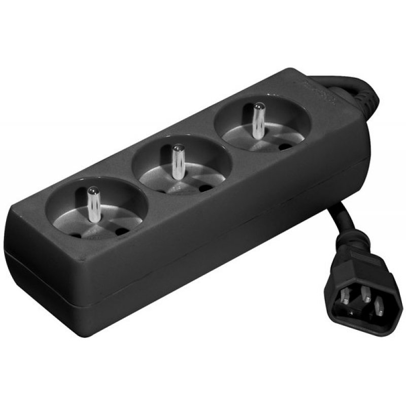 Multiprise 3 prises CEE22 pour onduleur (norme IEC) (Noir)