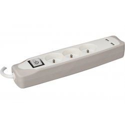 French 3-way Power strip with 2 USB ports