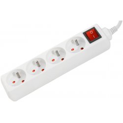 Multiprise 4 prises + Interrupteur 4m (Blanc)