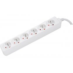 Power Strip  without switch+ 0,80 m/ 6 Outlets/ White